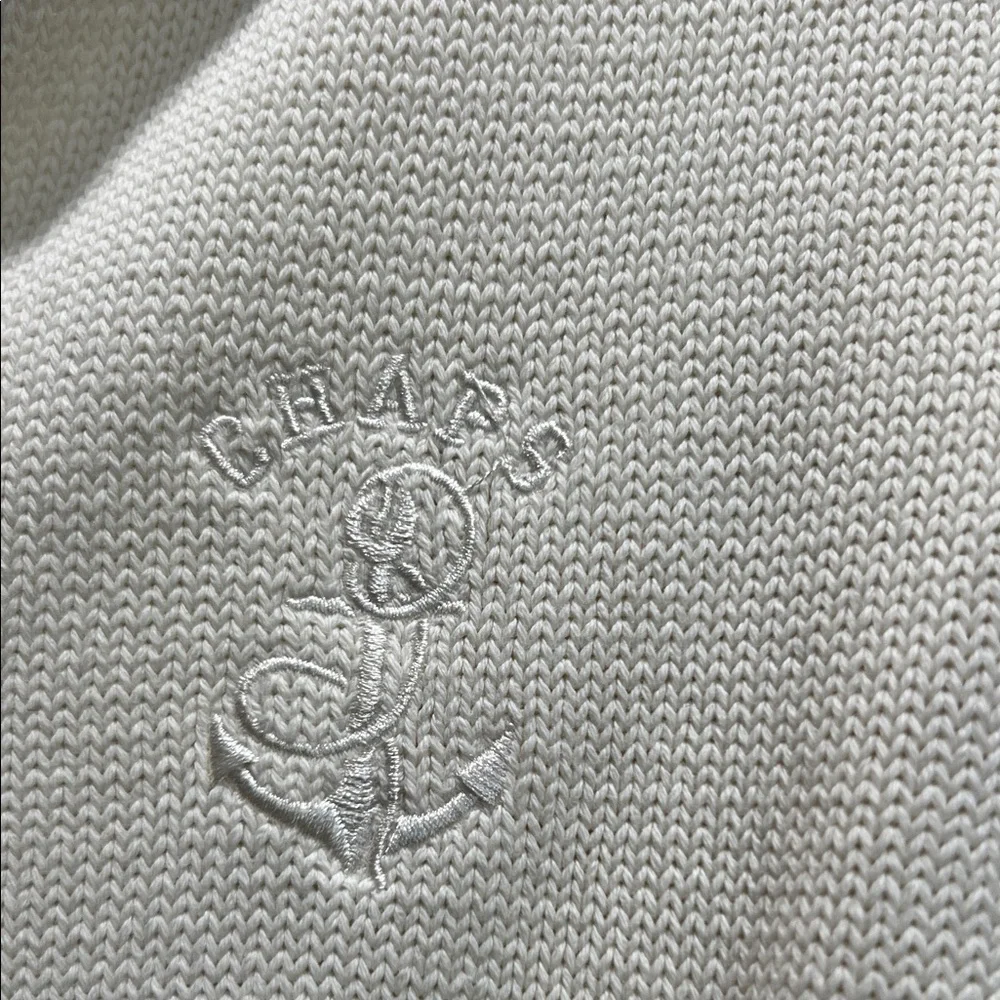 Chaps Cream Ribbed Zip-Up Sweater - Picture 3 of 5